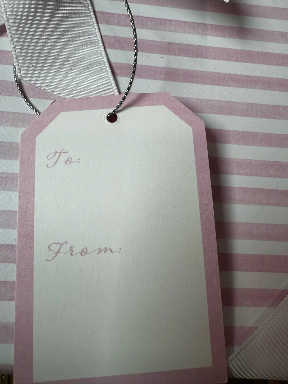 Striped Pink Gift Boxes with Ribbon - Set of 2